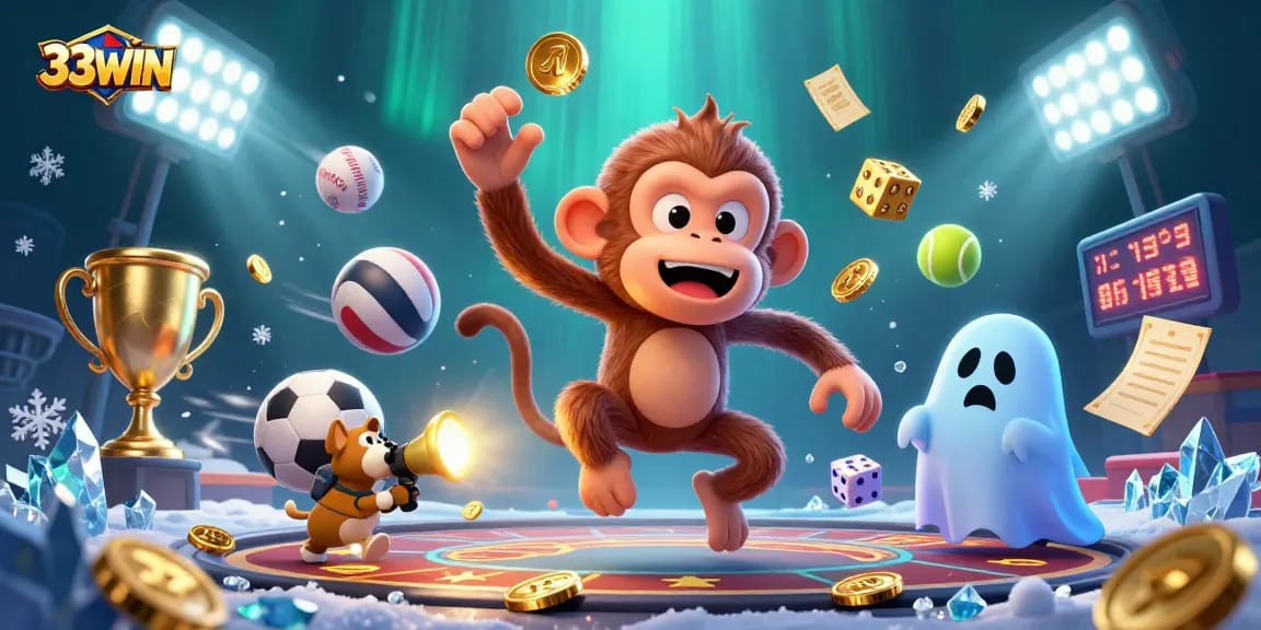 Engage with thrilling gameplay at 33WIN while uncovering treasures in a vibrant, haunted casino scene.