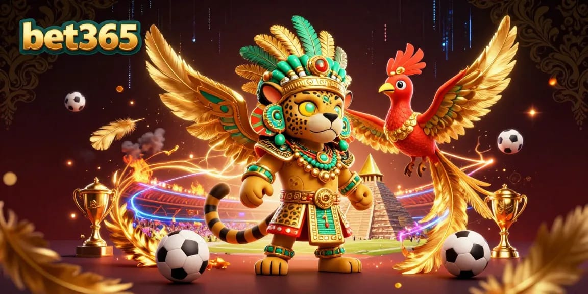 Engage with bet365's thrilling sports betting scene featuring a Mayan jaguar priest.
