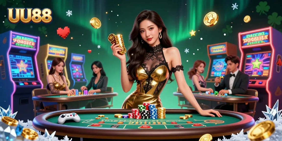 Experience high-stakes gaming at UU88 with a glamorous baccarat scene illustrating elite casino excitement.