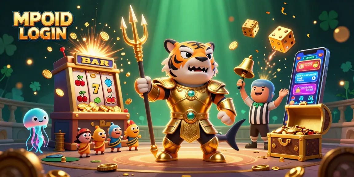 Experience the thrill of MPOID LOGIN with a dynamic underwater casino illustration featuring exciting jackpot action.