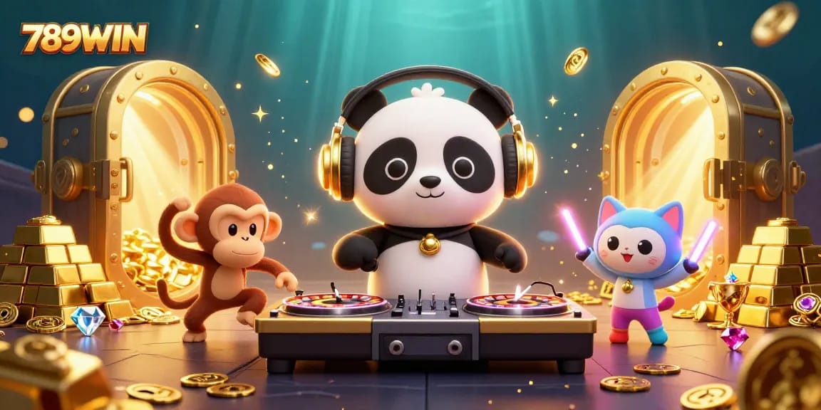 Experience 789WIN's thrilling world of casino gaming with dynamic characters and vibrant treasures.