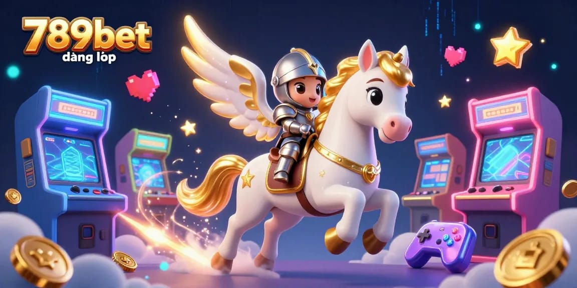 Experience the magic of 789bet đăng nhập with a celestial knight in action amidst vibrant gaming elements.