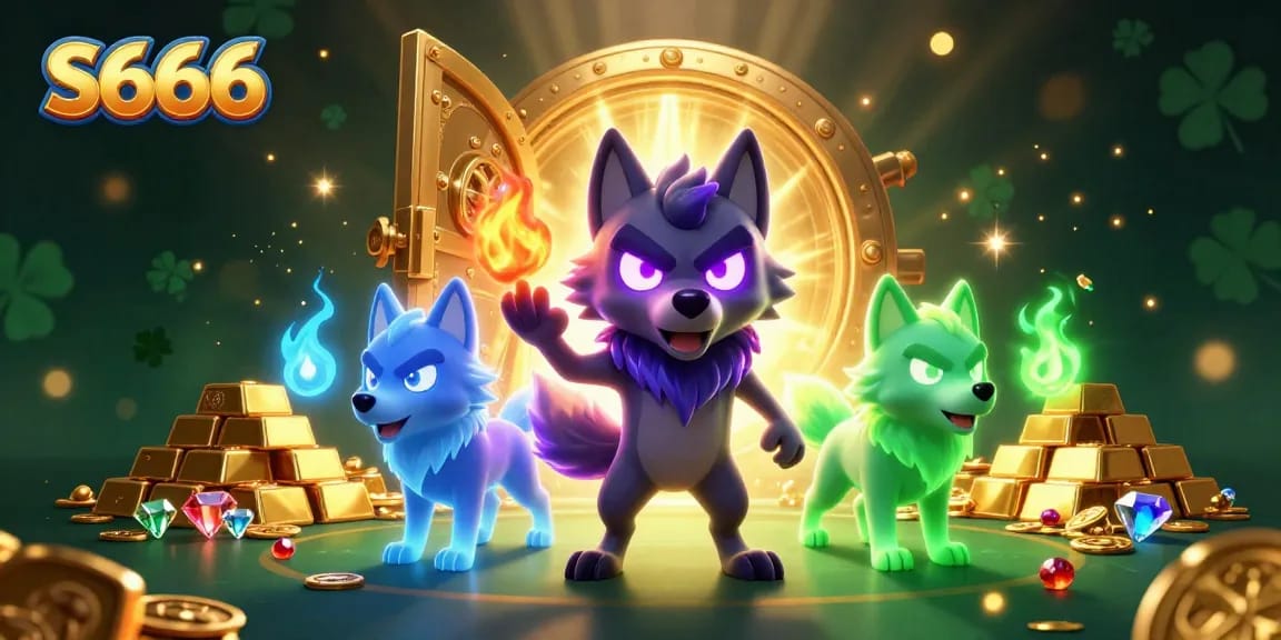 S666 offers thrilling gameplay with ghostly wolves and abundant treasures surrounding the scene.
