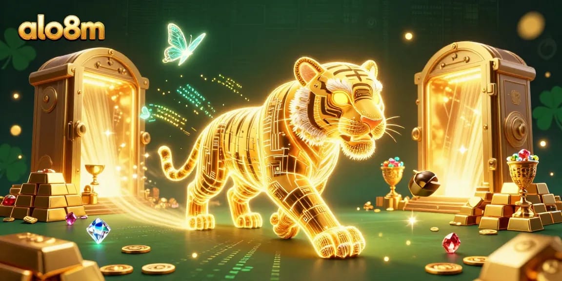 Win big with exciting games at alo8m, featuring dynamic golden tiger in a vibrant digital casino.
