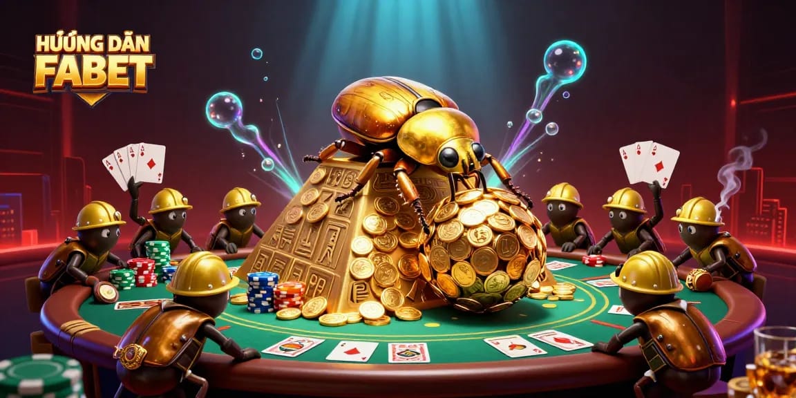 Engage with HƯỚNG DẪN FABET as golden beetles roll coins toward the casino pyramid.