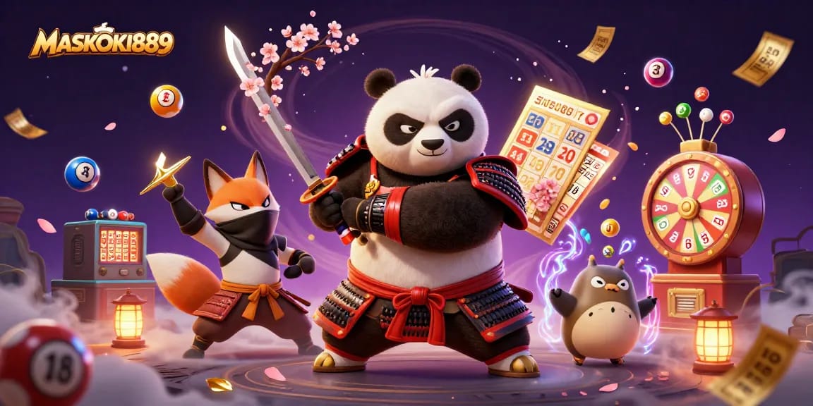Engage in thrilling games at MASKOKI889 with vibrant characters and dynamic lottery elements.