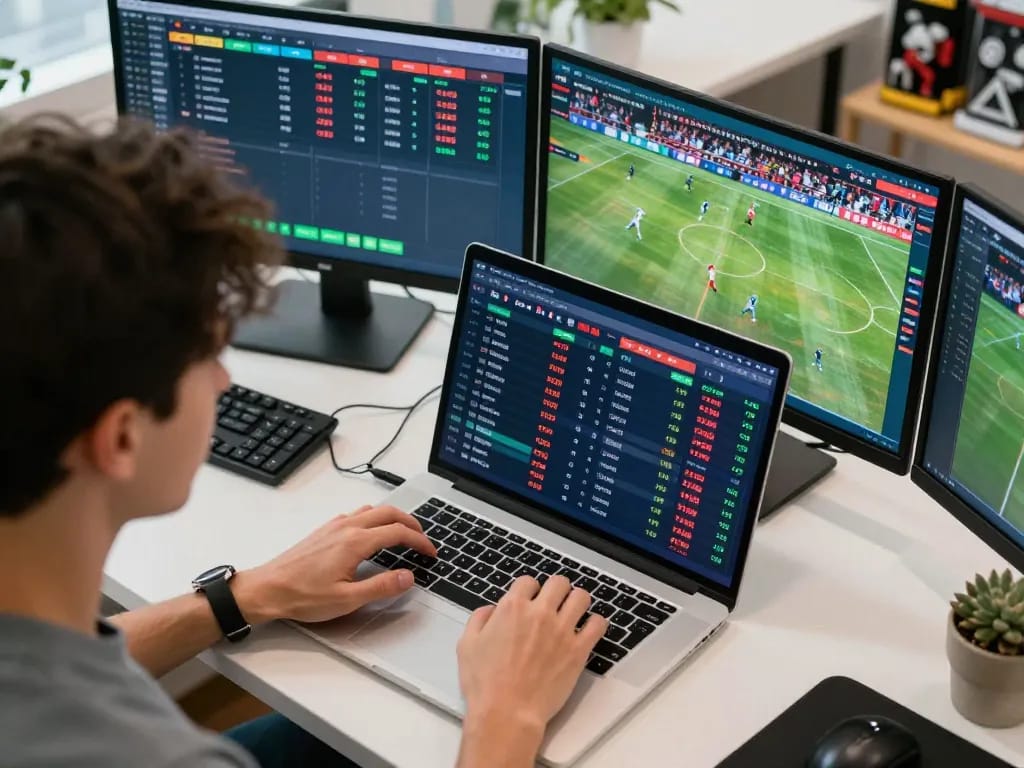 Strategic sports betting session on OKFUN, featuring live odds and statistics analysis