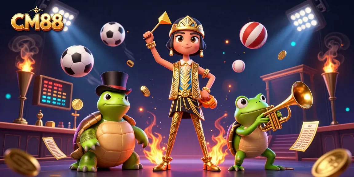 Engage in lively gameplay at CM88, highlighted by animated characters and sports elements.
