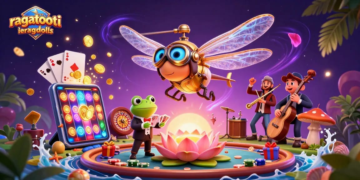Experience the thrilling action of ragatootieragdolls with a vibrant casino scene featuring a dragonfly pilot.