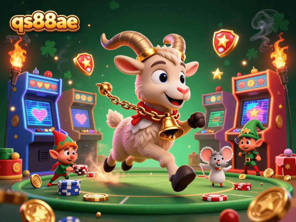 Engage in thrilling gaming adventures at qs88ae amidst festive chaos in a colorful casino.