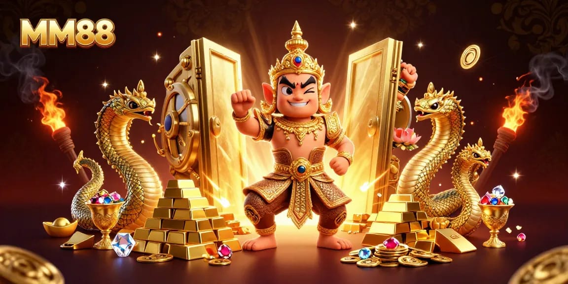Experience the thrill of winning with MM88’s vibrant casino scene filled with treasures and excitement.