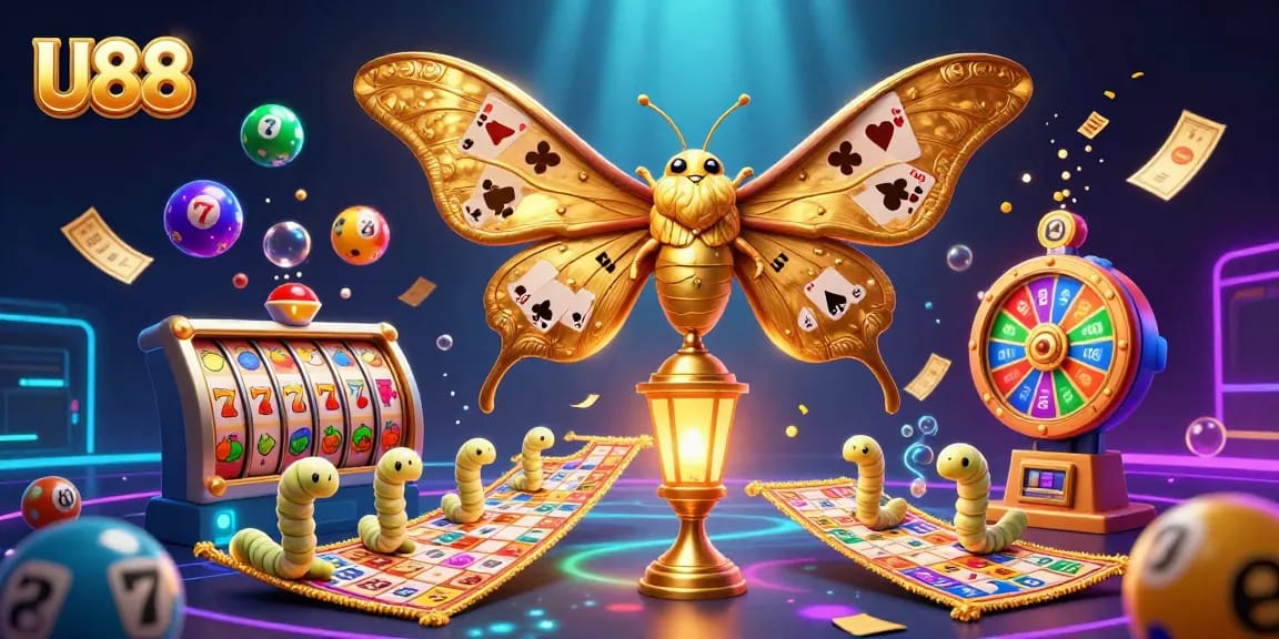 Experience thrilling fun at U88's dazzling casino through this vibrant lottery scene!