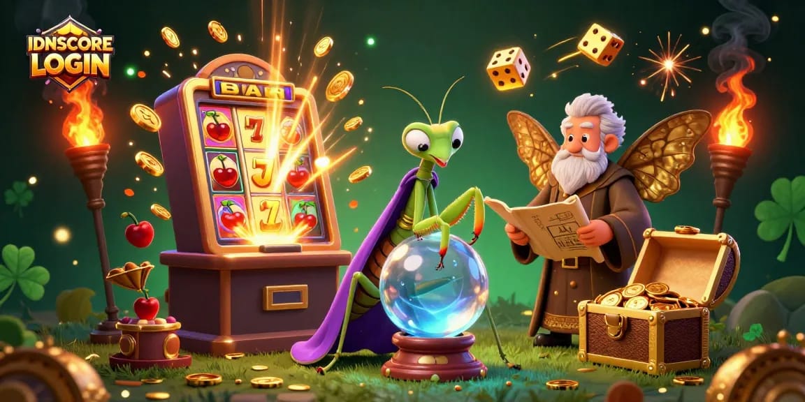 Experience thrilling gameplay at IDNSCORE LOGIN with colorful casino symbols and dynamic jackpot scenes.