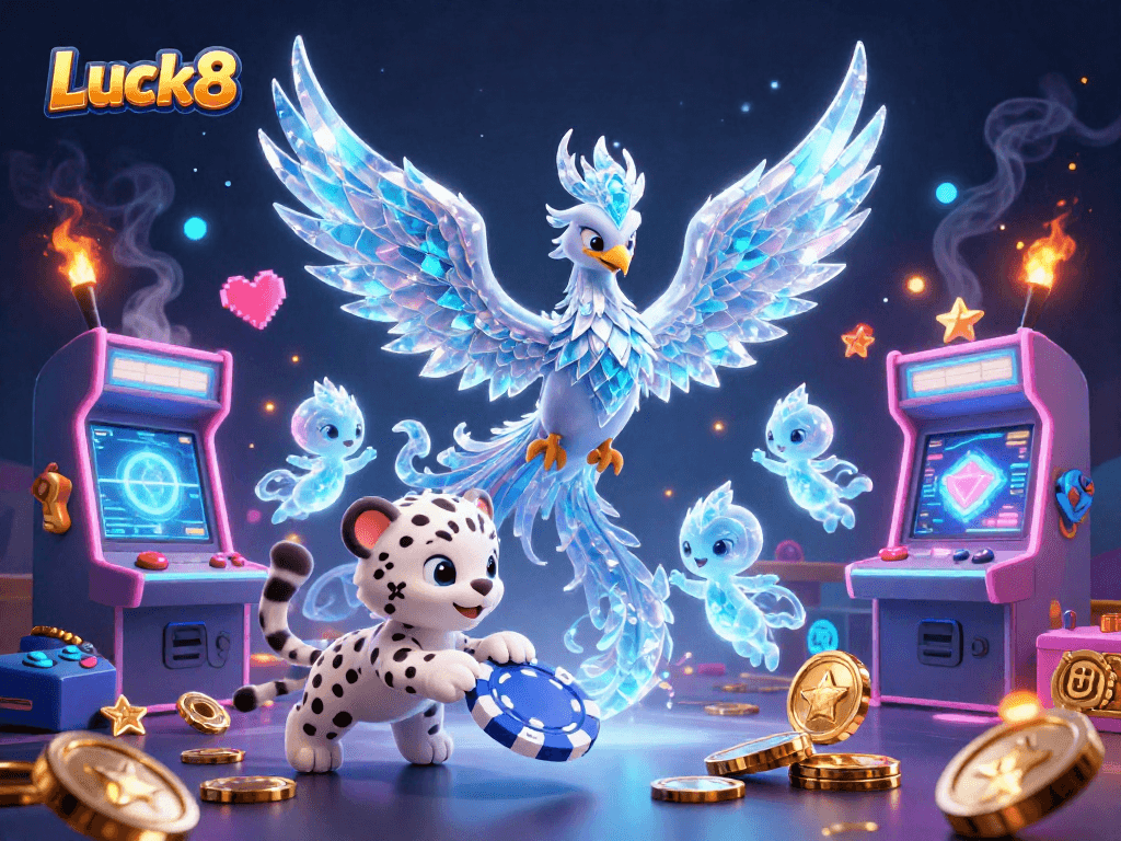 Play and win with Luck8, featuring vibrant 3D graphics and engaging casino themes.
