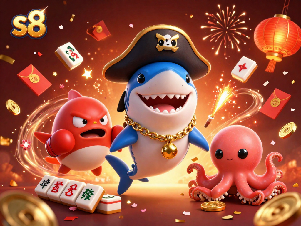 S8 players enjoy dynamic slots action with colorful pirate characters celebrating big wins.