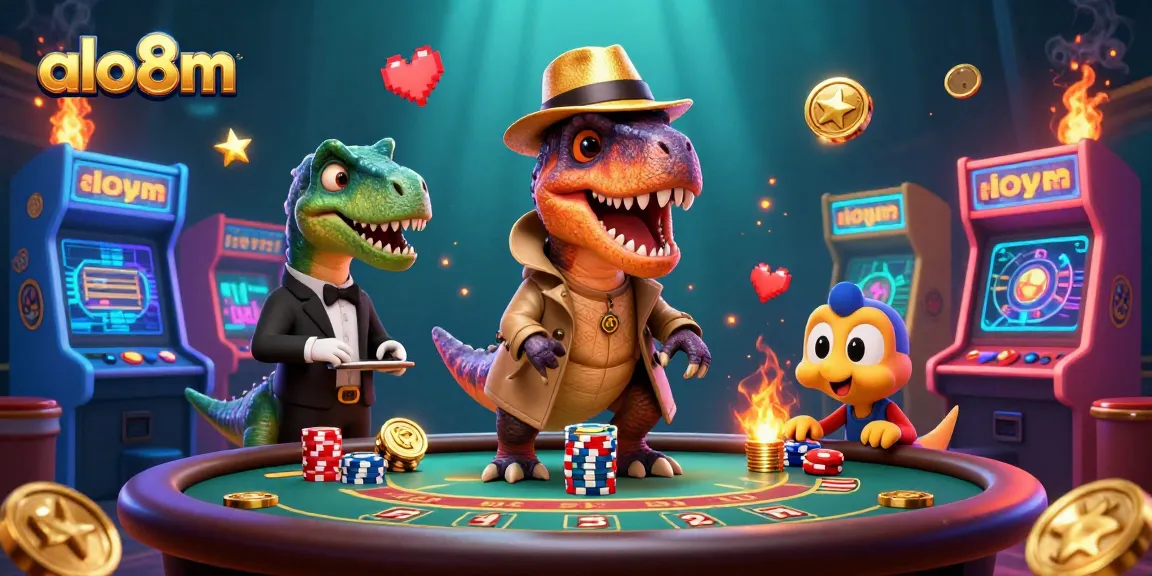 Experience thrilling gameplay at alo8m with dynamic scenes of vibrant casino action and characters.