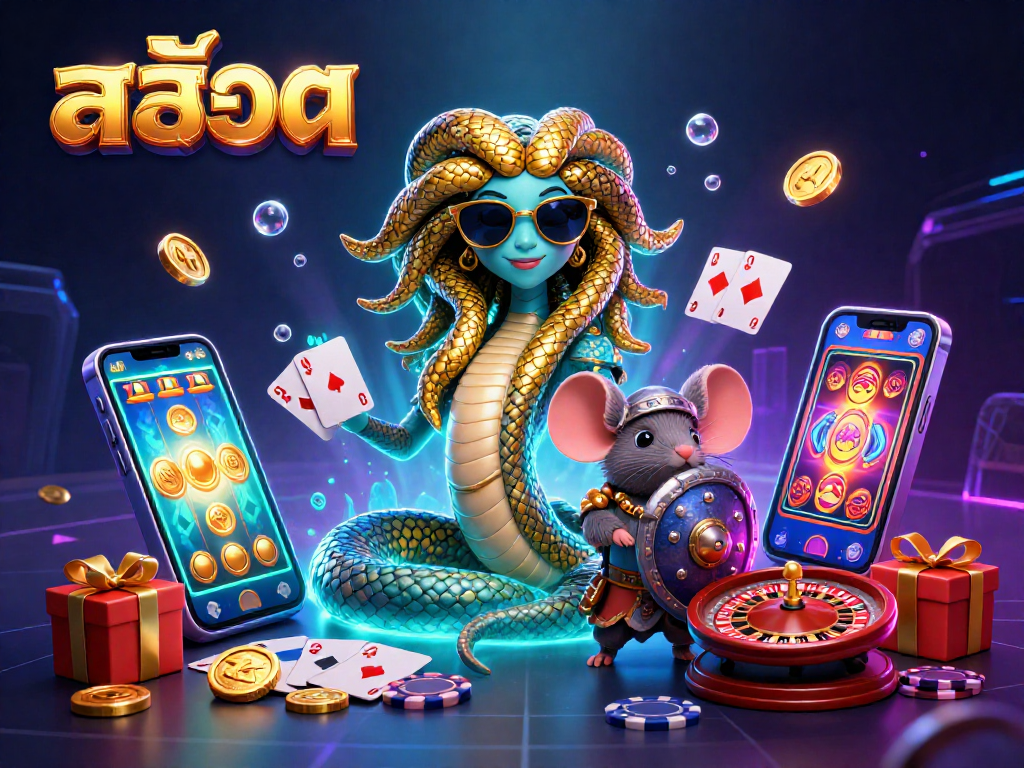 Experience the thrill of สล็อต with colorful slot games and friendly characters in a dynamic casino scene.
