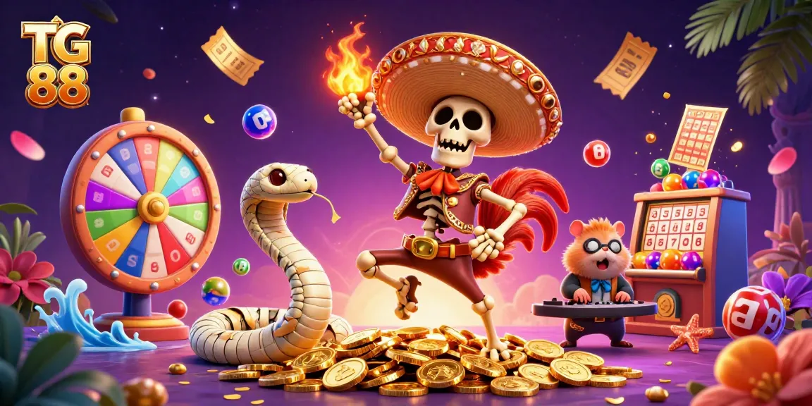 Engage in thrilling gambling with TG 88 featuring dynamic lottery elements and lively characters.