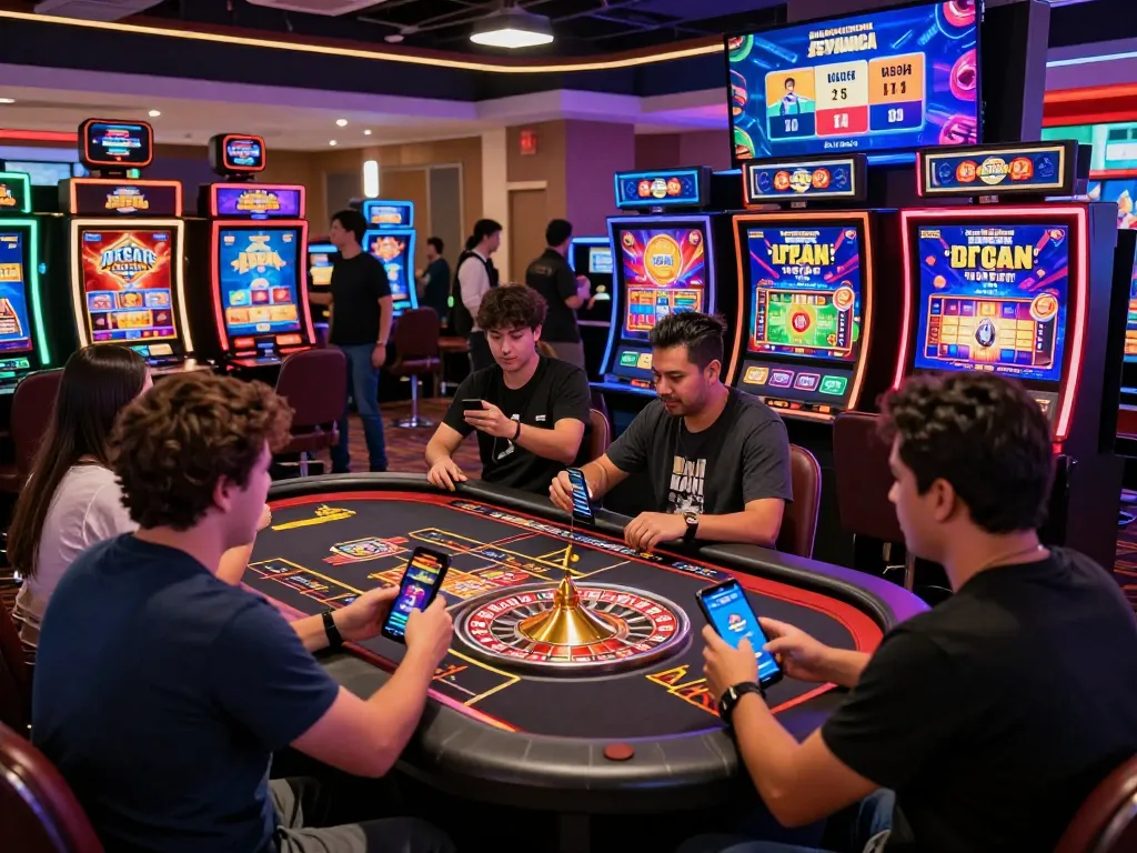 Exciting scene at JeetBangla online casino with players enjoying live dealer games and vibrant slots.