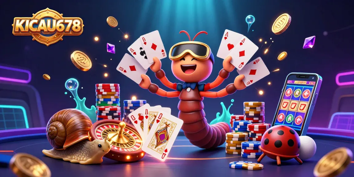 KICAU678 showcases a vibrant 3D casino scene with animated characters and dazzling gaming elements.