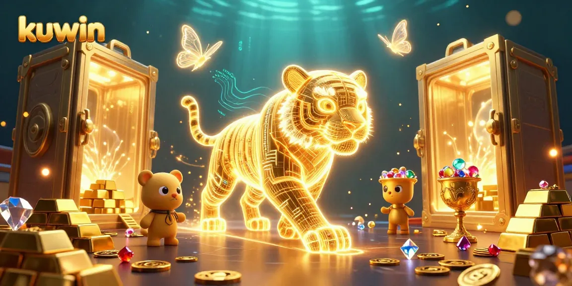 Kuwin's vibrant casino world springs to life with a neon golden tiger and holographic elements