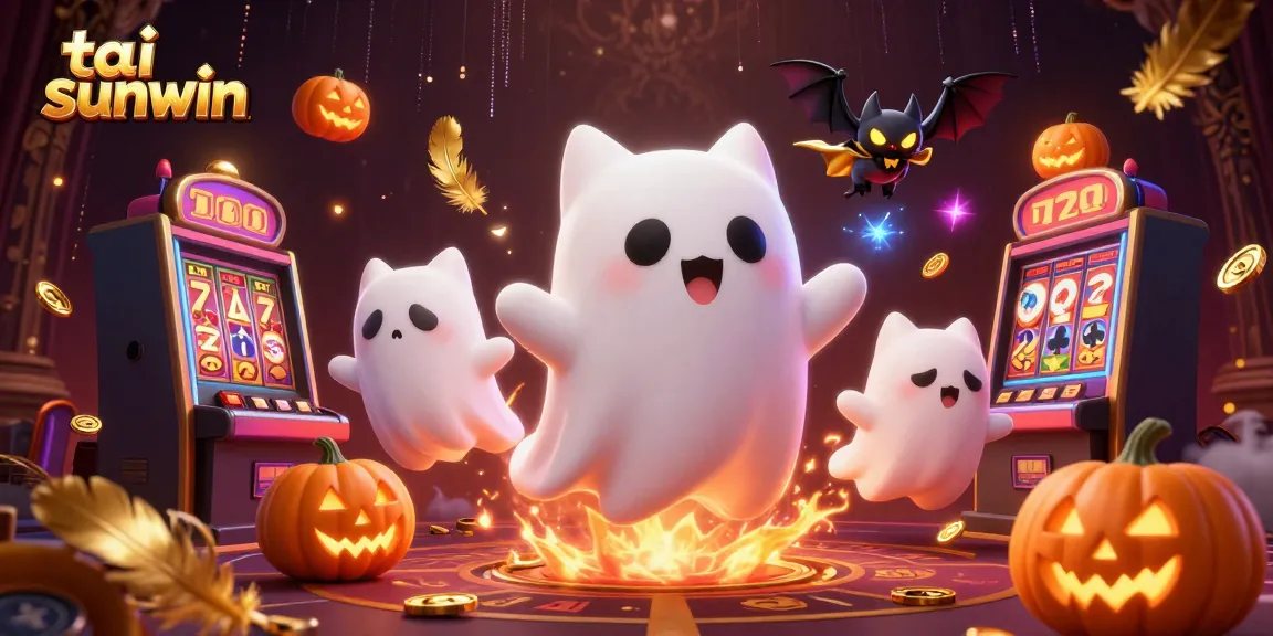 Engage in thrilling gameplay at tai sunwin with glowing jack-o-lanterns among immersive casino elements.