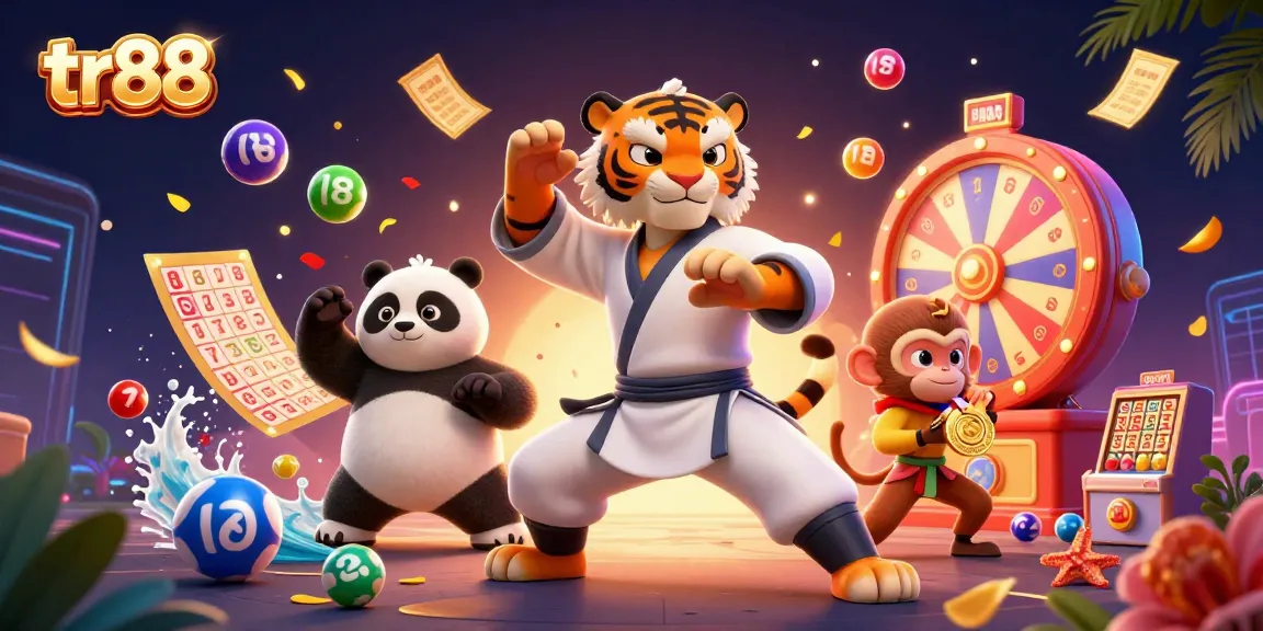 Experience thrilling games at tr88 with engaging characters, vibrant lottery elements, and a dynamic casino atmosphere.
