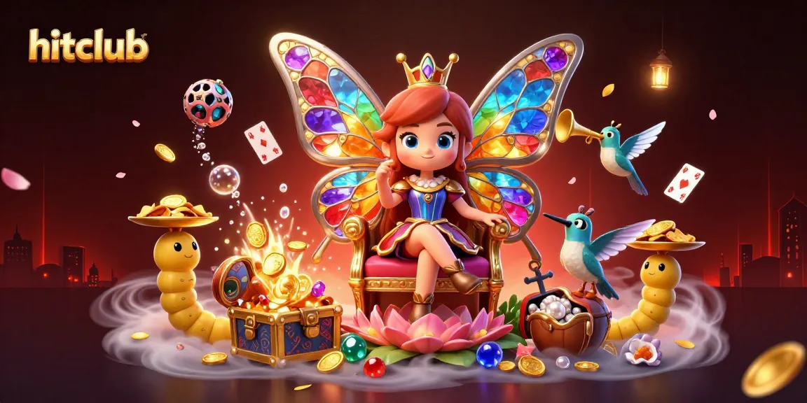 Experience hitclub through a vibrant 3D fantasy scene filled with golden coins, colorful gems, and dynamic casino elements.