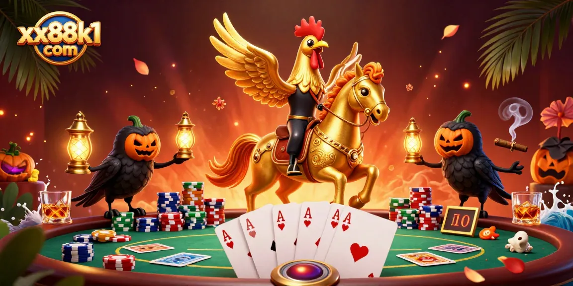 Engage with xx88k1 com to explore a vibrant, high-stakes casino showdown featuring a golden rooster.