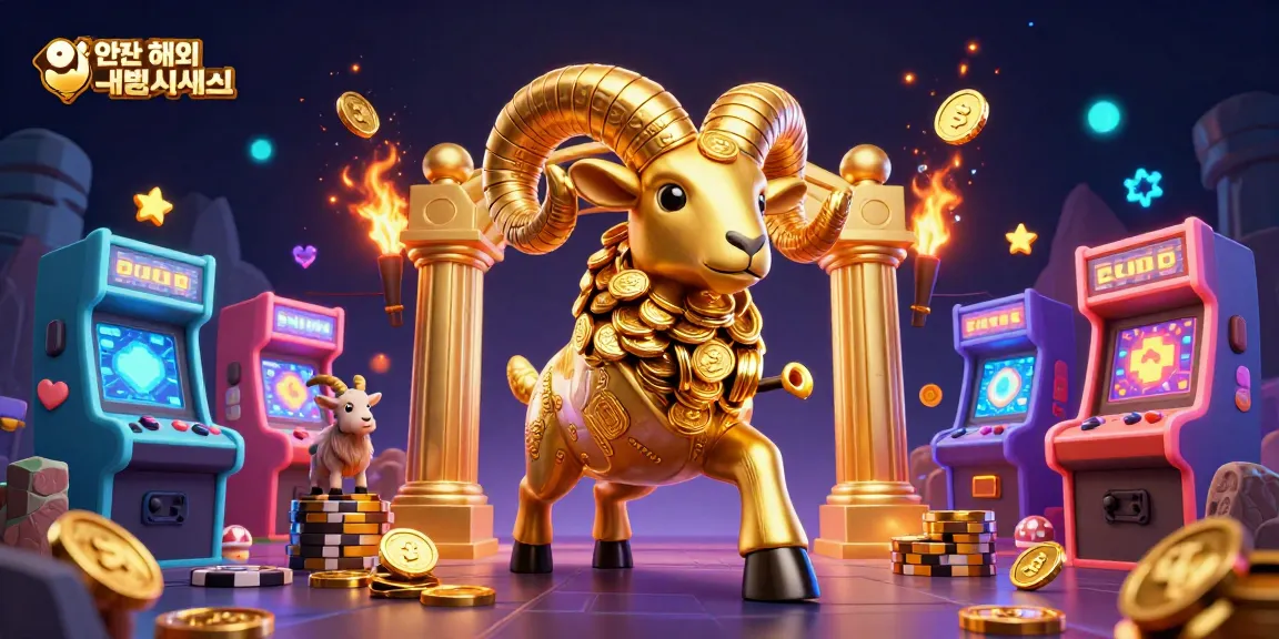Experience thrilling action with 안전 해외배팅사이트 as a golden ram charges through a vibrant casino scene.