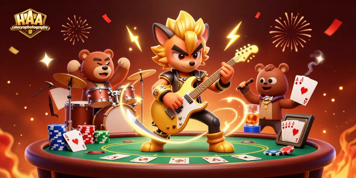 Experience thrilling gameplay on umoyaphotography as a rock star wolf performs amidst vibrant casino elements.